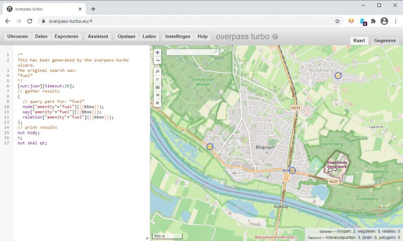 OpenStreetMap bevragen met Overpass Turbo – HuizBlog