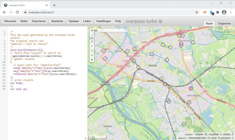 OpenStreetMap bevragen met Overpass Turbo – HuizBlog